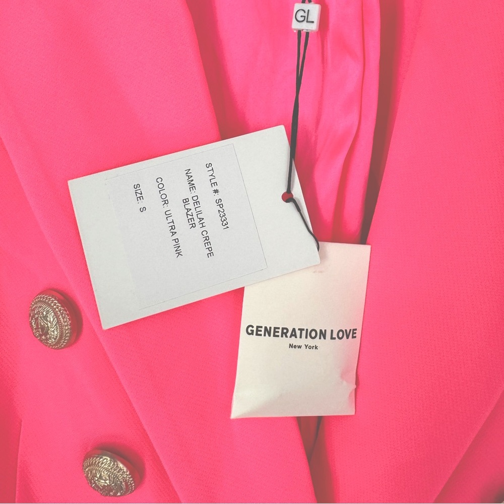 Women's Double-Breasted Pink Blazer Jacket - Picture 6 of 7